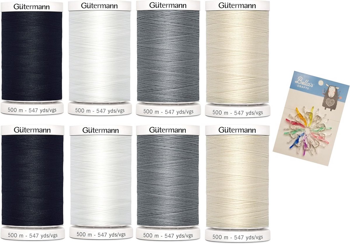 8-Pack Universele Naaigaren Set (Essentiële Kleuren) - Sterk Polyester Garen voor Naaimachine en Handwerk