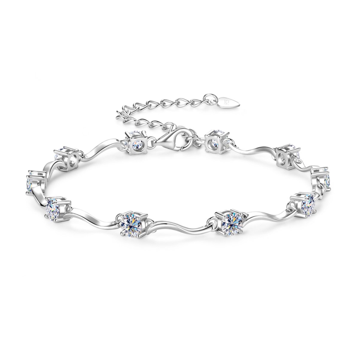 Lumici® Exclusive | Classic Station Armband – 3.00CT – 10x 0.30CT Moissanite – GRA Gecertificeerd – VVS1 D Kleur – S925 Witgoud Gerhodineerd – Luxe Minimal Statement – Voor Haar – Moederdag – Jubileum – Goud & Witgoud