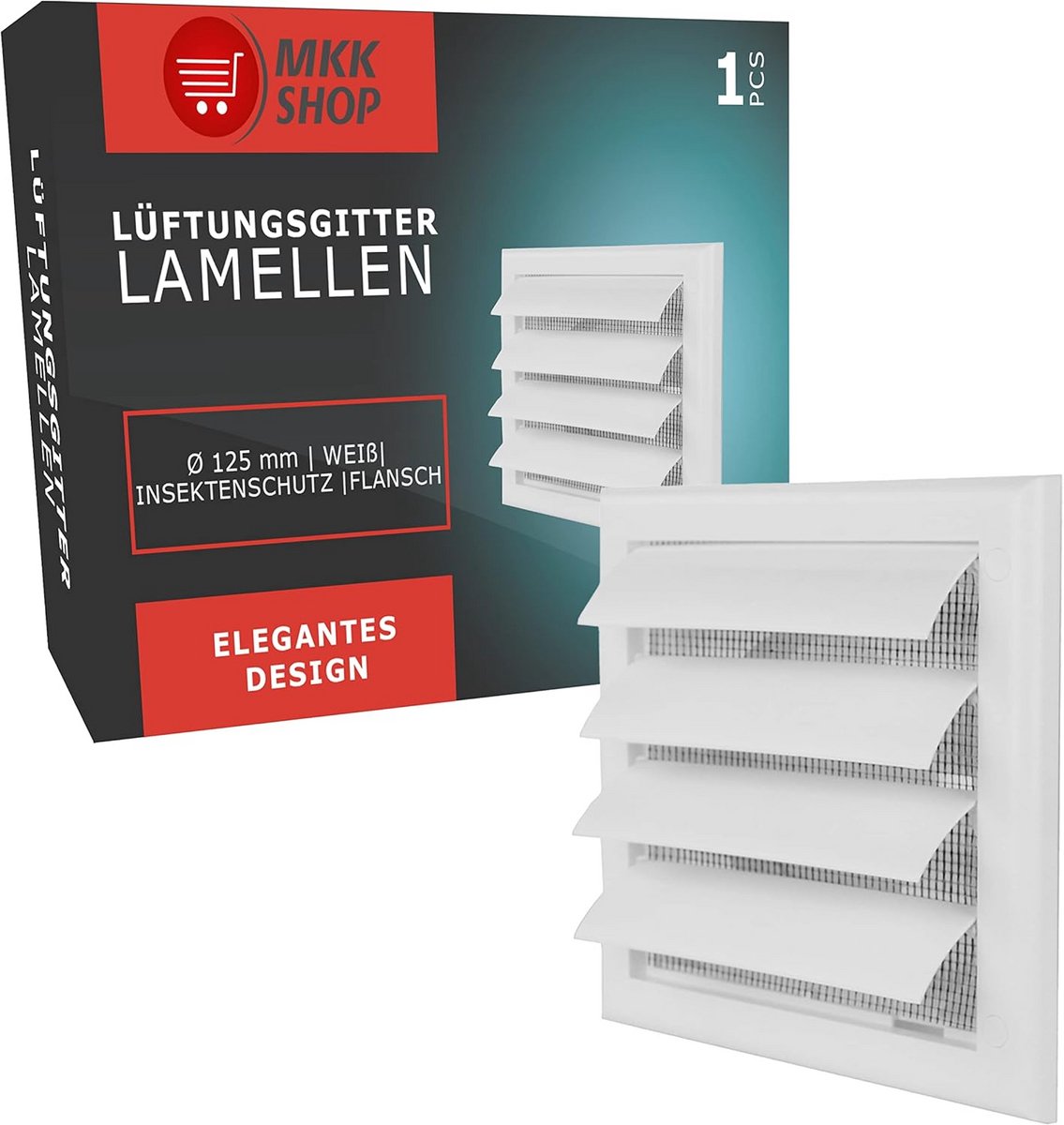 Natuurlijk Ventilatie Rooster met Gravity Flap voor 125 mm Kanaal in Wit Kunststof
