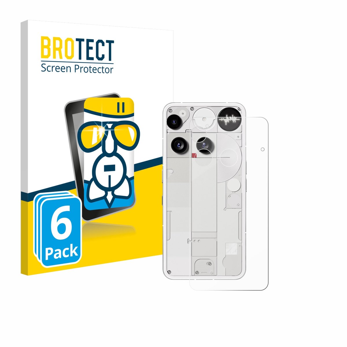 Screenprotector 6 Stuks voor Nothing Phone (3) (Achterkant) Beschermglas transparant