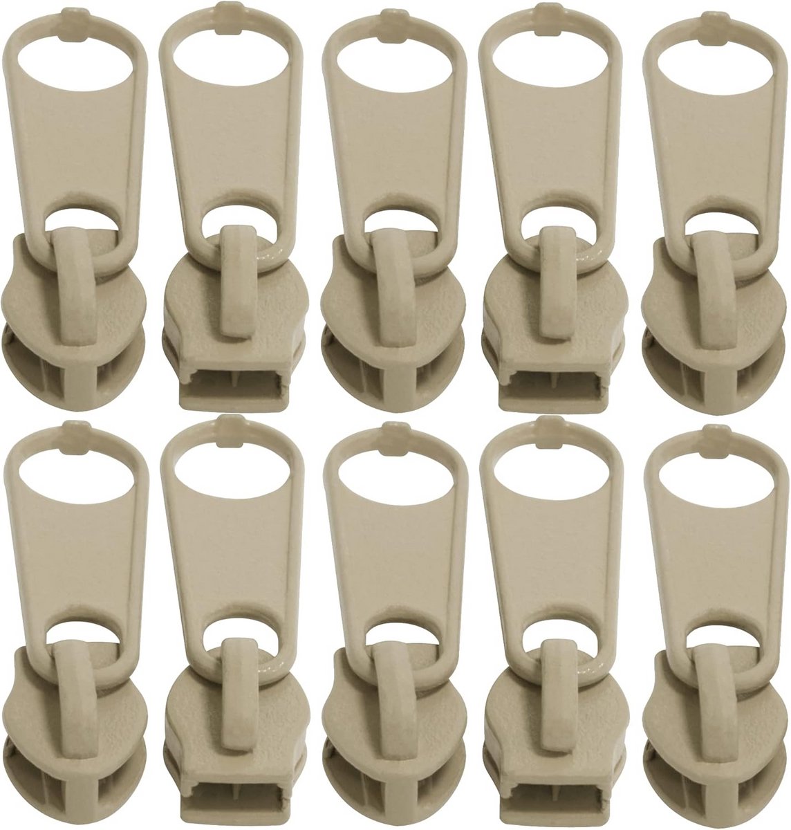10-pack Ritssluiting Schuivers Maat 3 Donkerbeige Nylon Spiraal Ritssluitingen