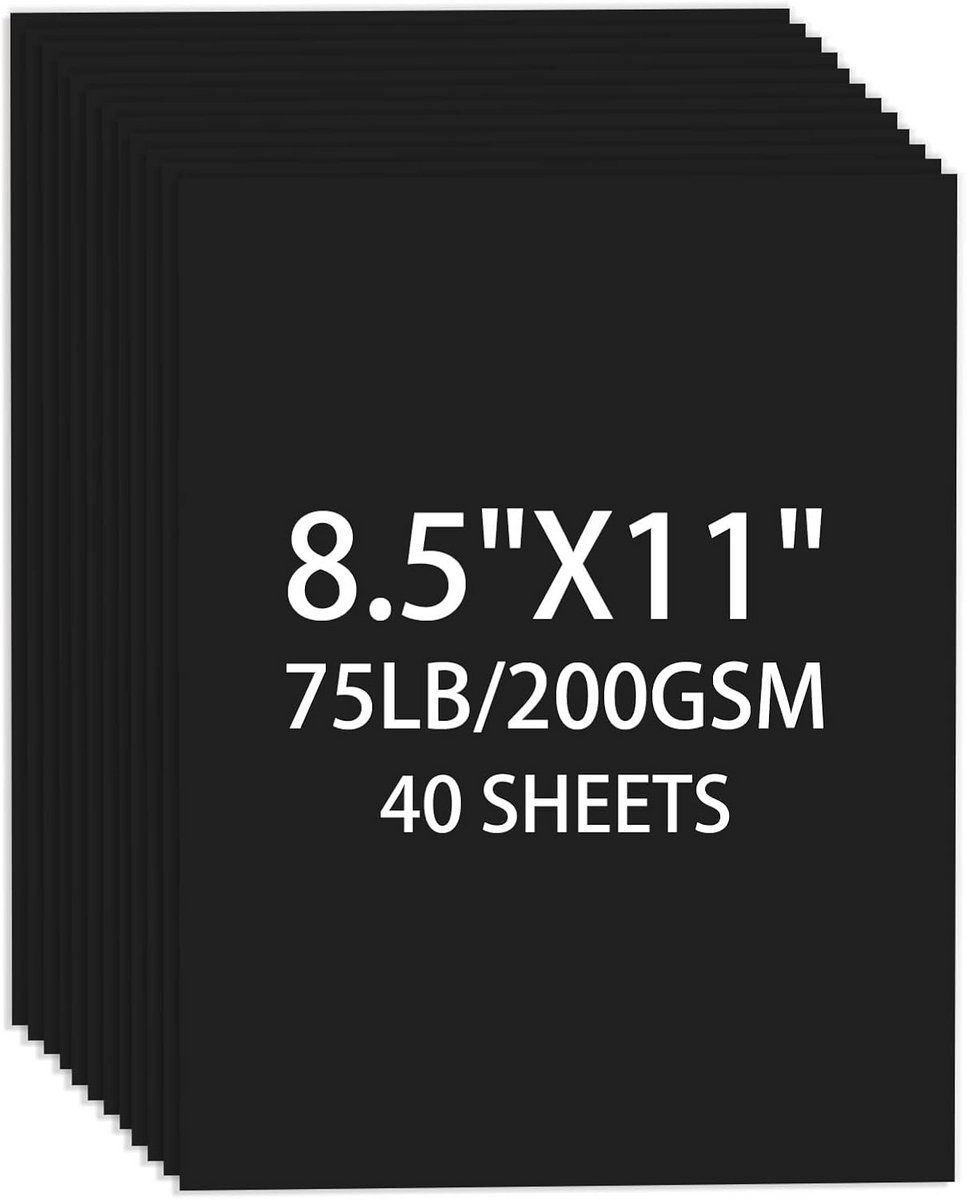 Zwaar Zwart Karton 8,5 x 11 Inch (A4-formaat) - 40 Vellen 200 g/m