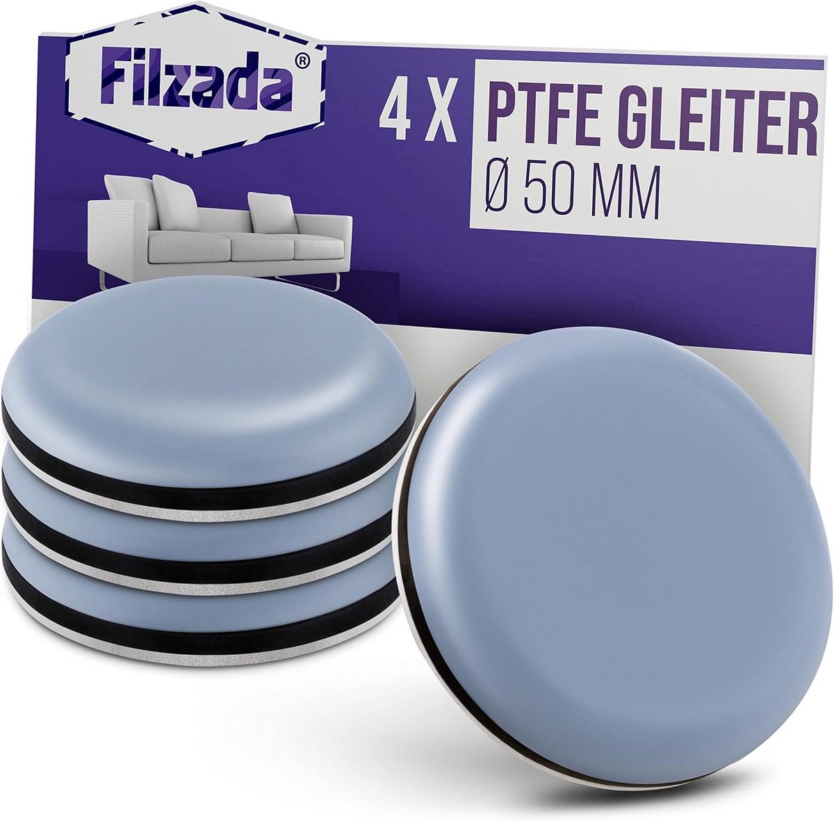 4x Zelfklevende PTFE Glijders - Ø 50 mm Rond - Professionele Meubel- en Tapijtglijders