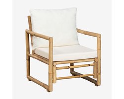 Bamboe Loungefauteuil voor Tuin en Buiten - Natuurlijke Rotan Terrasstoel