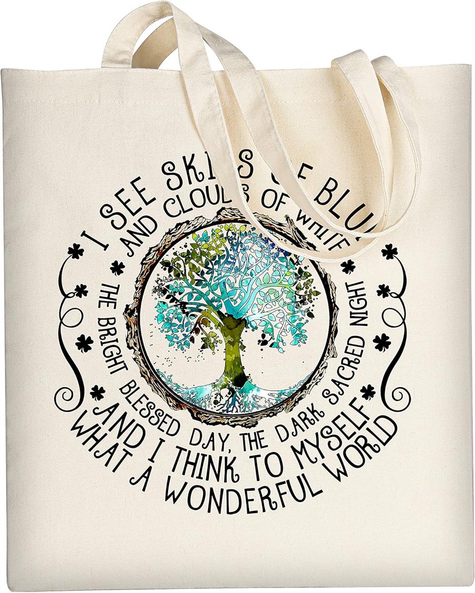 Grote Canvas Tote Bag Esthetisch voor Dames - Herbruikbare Katoenen Tas voor School en Boodschappen