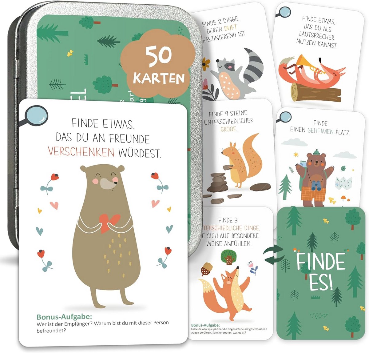 50 Ontdekkingskaarten voor Kinderen: Buitenavontuur en Natuurspelletjes vanaf 4 Jaar