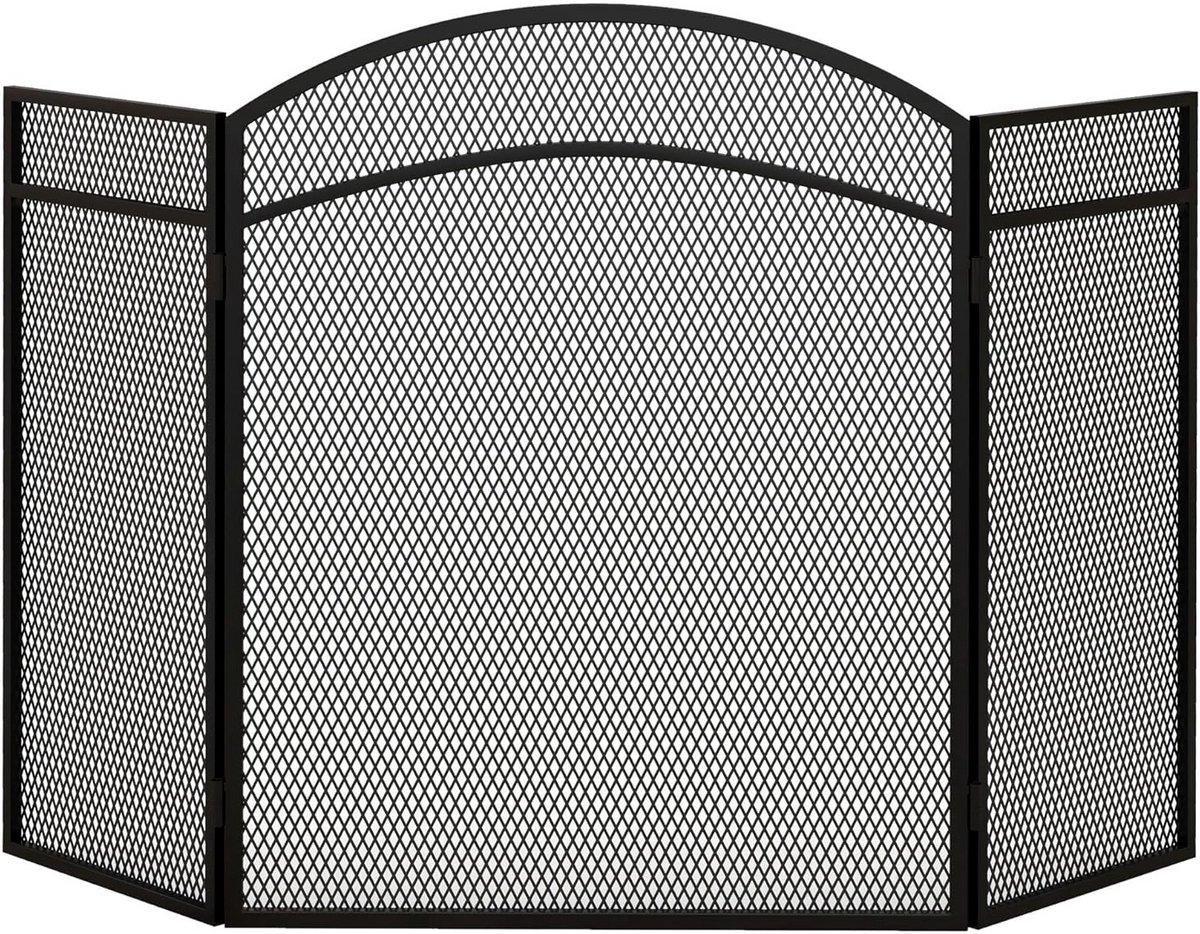 Veiligheidsscherm Haardvuur 3 Panelen Opvouwbaar Metalen Funkenschutzgitter Zwart