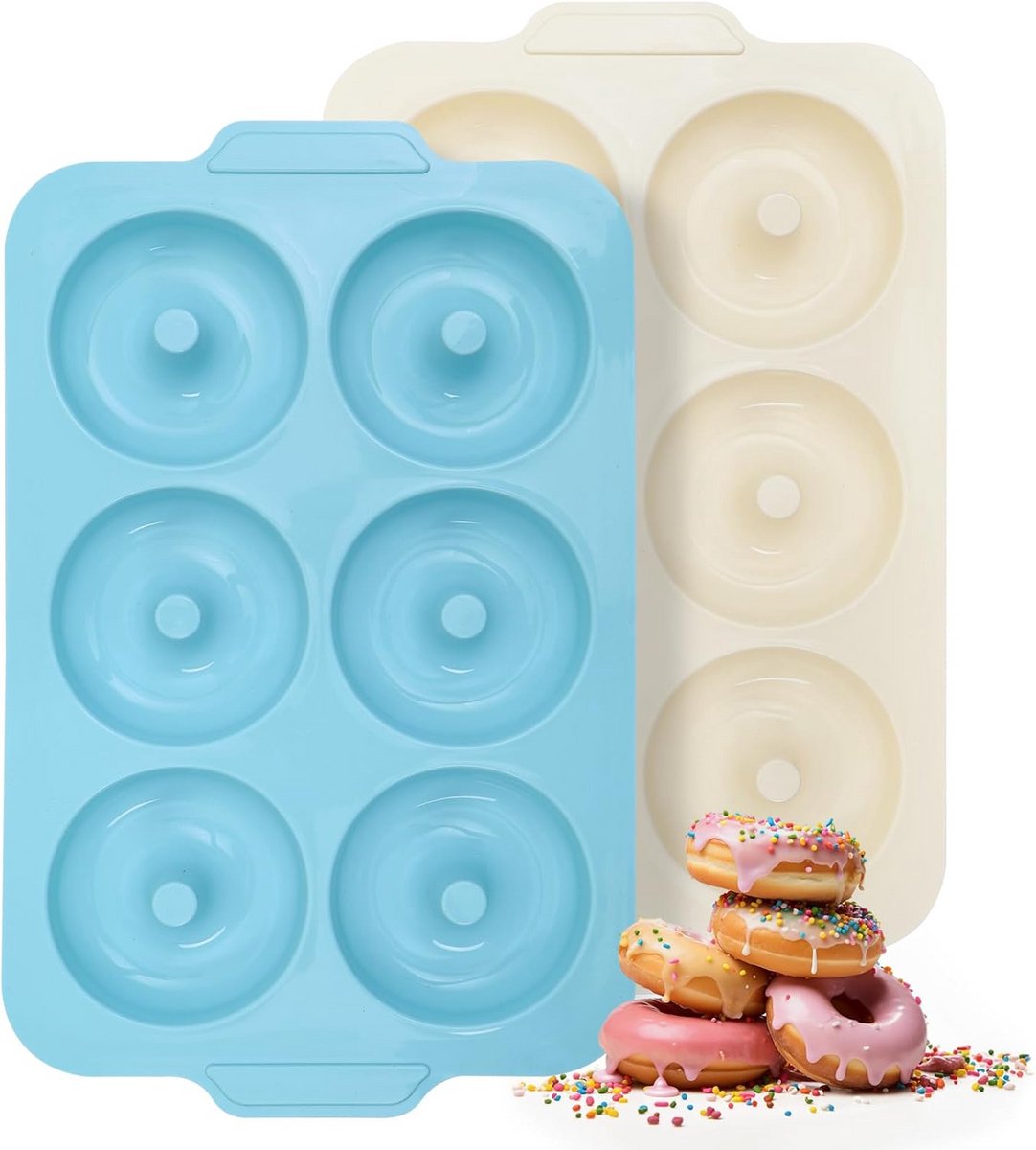 Silicone Donut Bakvorm Set met Metalen Frame voor 12 Donuts