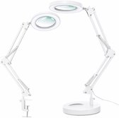 Sounix Loeplamp met LED Verlichting - Met Klem en Baseren - 84LED - Tafel Loeplamp - Bureaulamp - Diamond Painting Accesoire - Wit