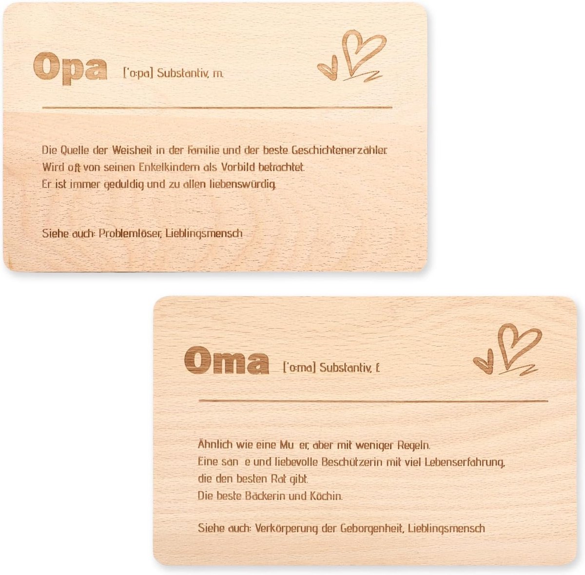 Set van 2 Houten Ontbijtplanken met Gravure voor Grootouders