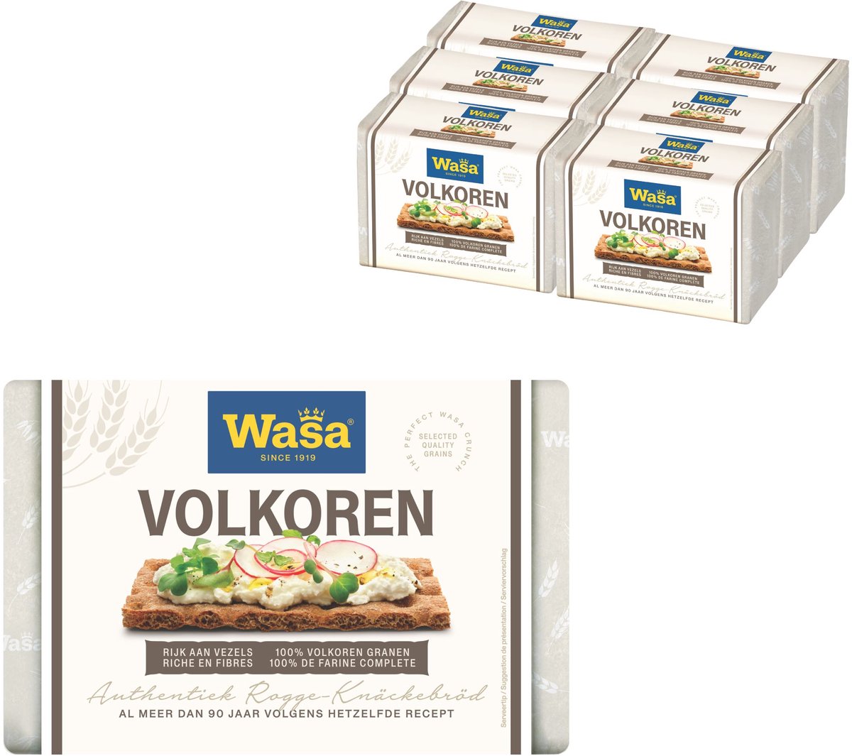 Wasa Volkoren Knäckebröd - 6 x 260g