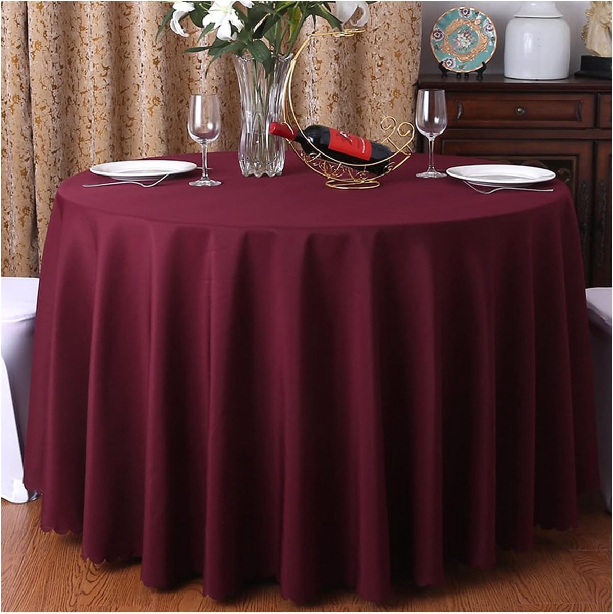 Ronde Tafelrok Polyester Tafelkleed voor Feest en Diner 200 cm Geel
