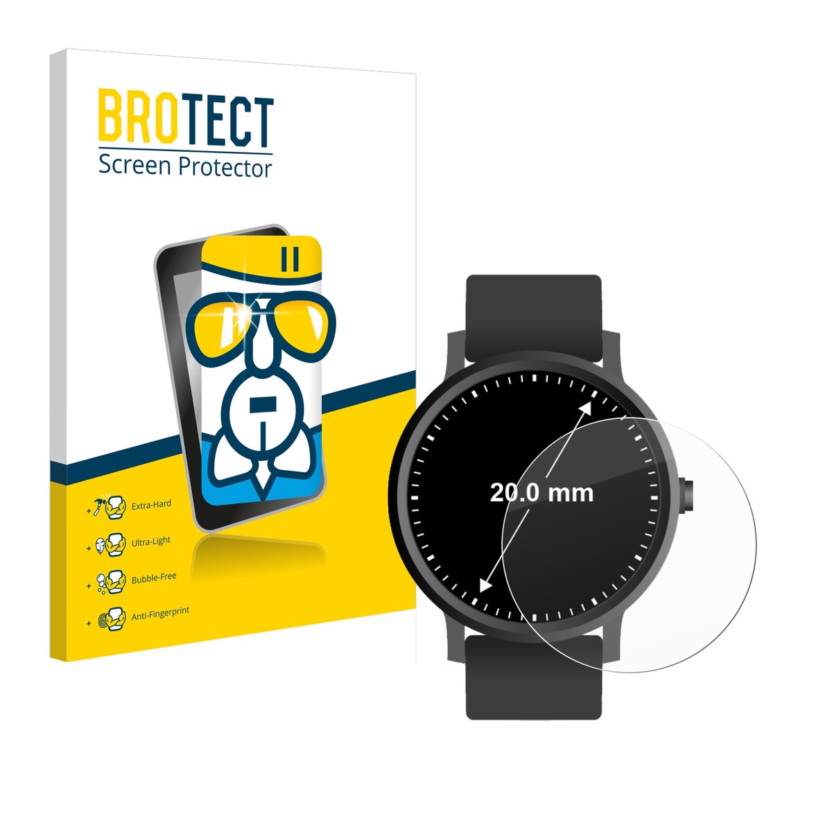Screenprotector voor Ronde Displays (ø: 20 mm) Beschermglas transparant