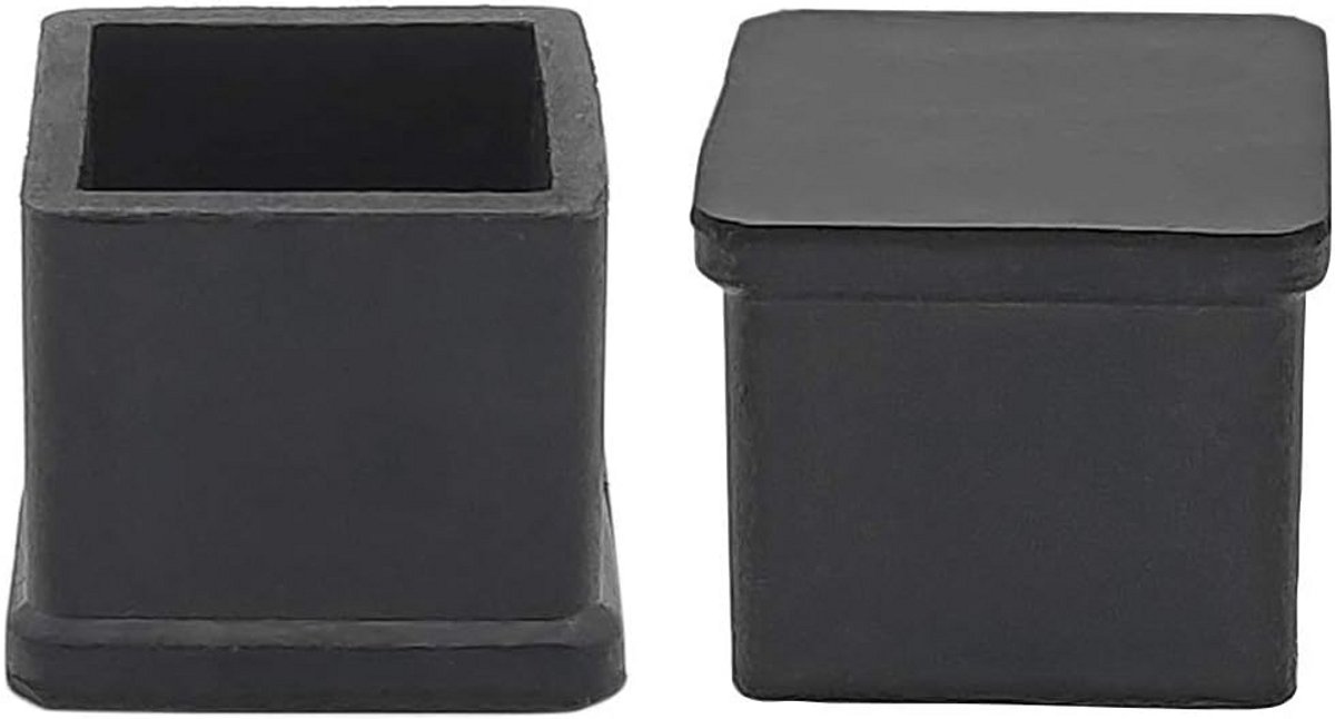 Vierkante Rubberen Dopjes voor Meubelpoten Zwart 20x20mm - 10 Stuks
