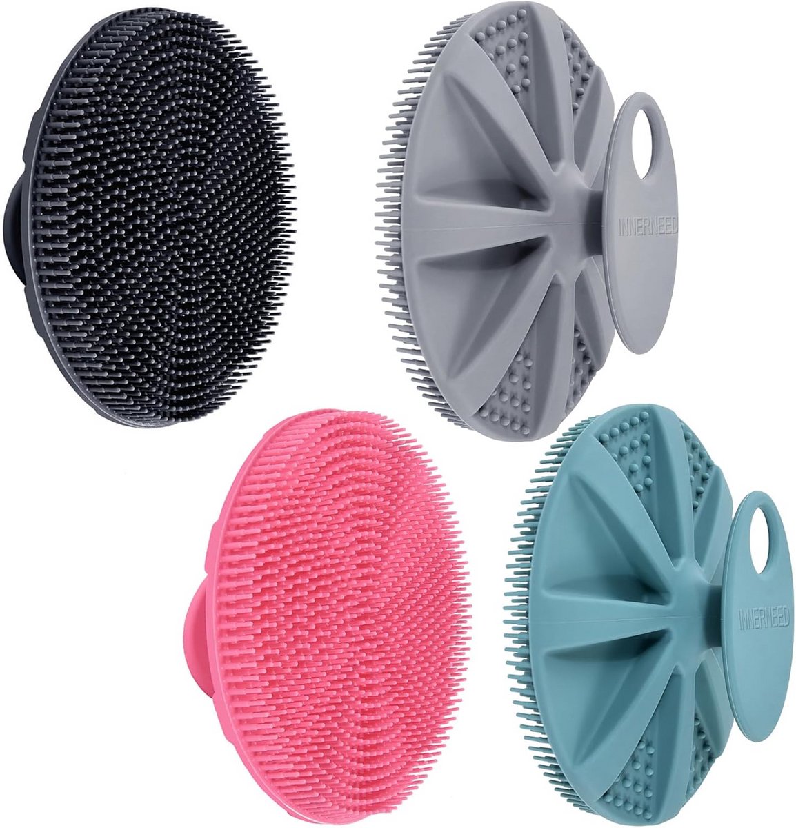 Set van 4 Zachte Siliconen Lichaamsborstels voor Douchen en Exfoliëren