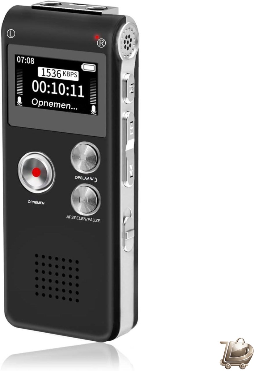 Digitale Voice Recorder 32GB - Oplaadbaar via USB - 30 Uur Continue Opname - Dictafoon met MP3 Speler - Geluidsrecorder voor Vergaderingen - Interviews - Colleges - Lessen - Compacte Audio Recorder - Zwart