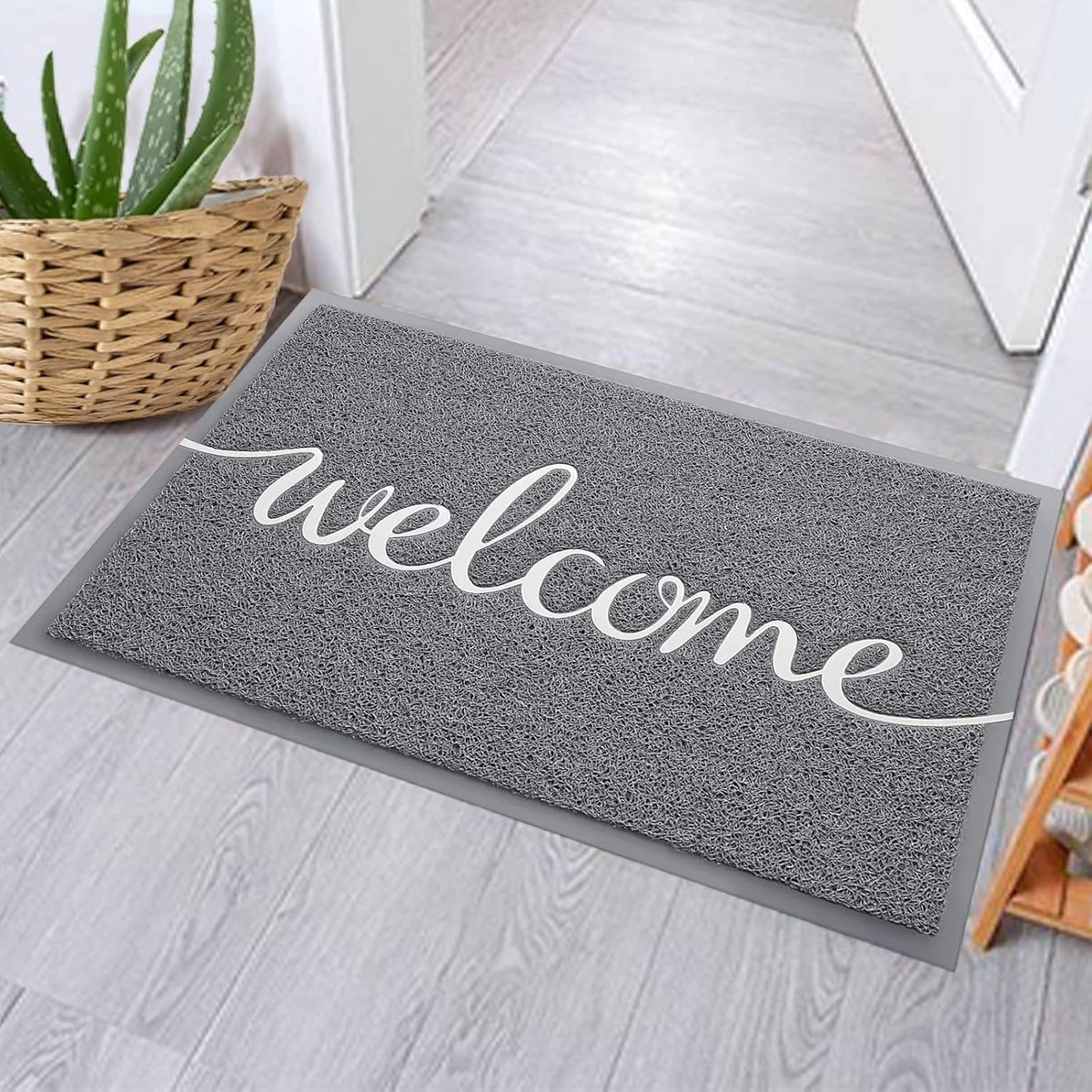 Deurmat buiten binnen 76 x 44,5 cm grijs antislip voordeurmat ingang tapijt veelverkeersge