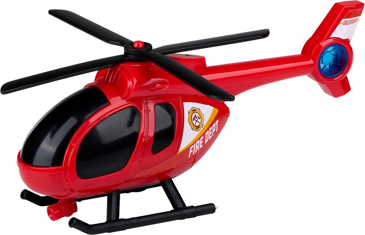 Eddy Toys Brandweerwagen Set 3 Stuks - Fire Truck Set met Oplegger, Helikopter en Brandweerauto - Speelgoed Auto, Helikopter en Brandweerauto Met Licht en Geluid - Fire Dept - Rood — afbeelding 2