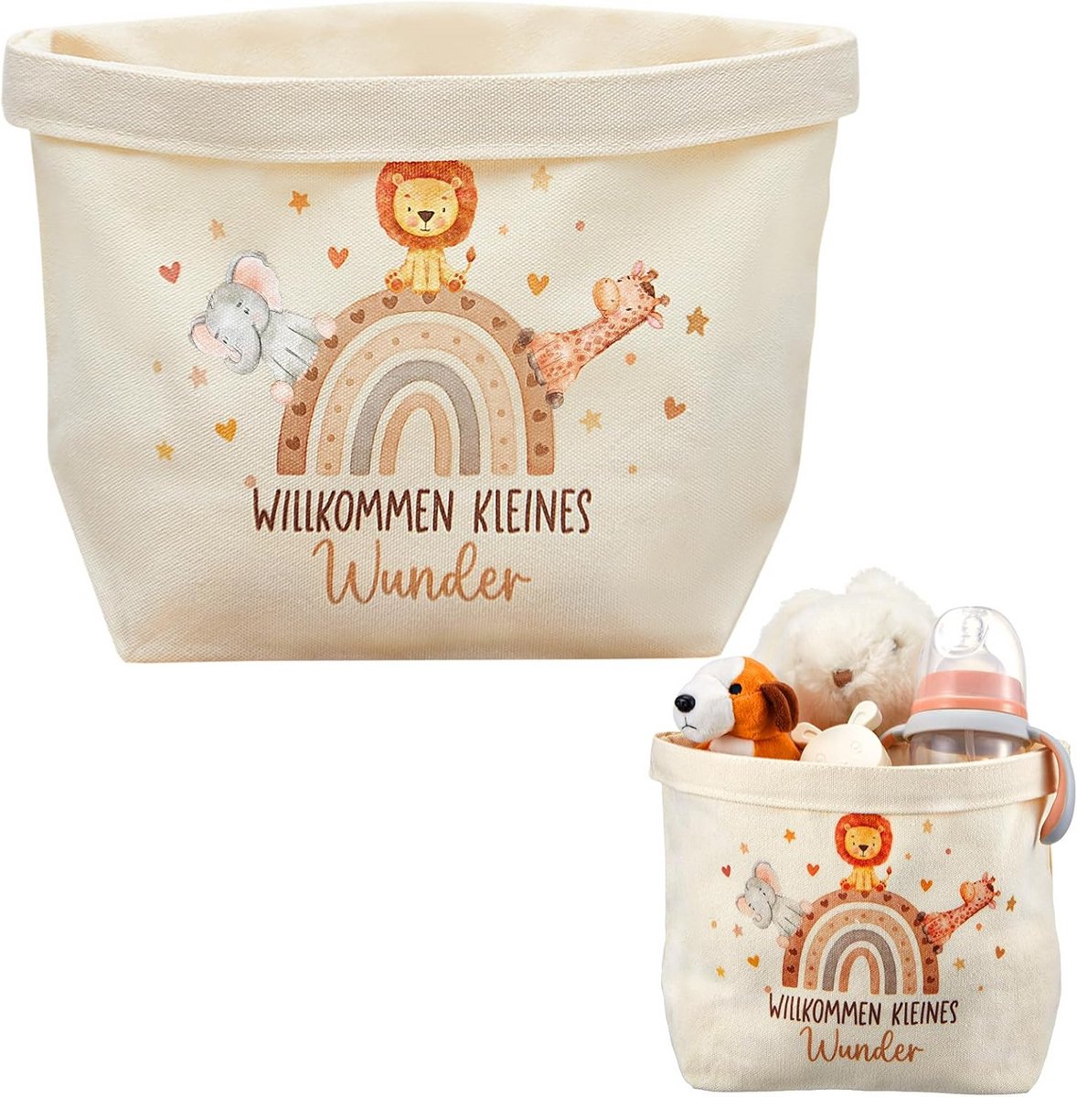 Luiertas-organizer voor babyshower en doop - katoenen cadeautas met opdruk