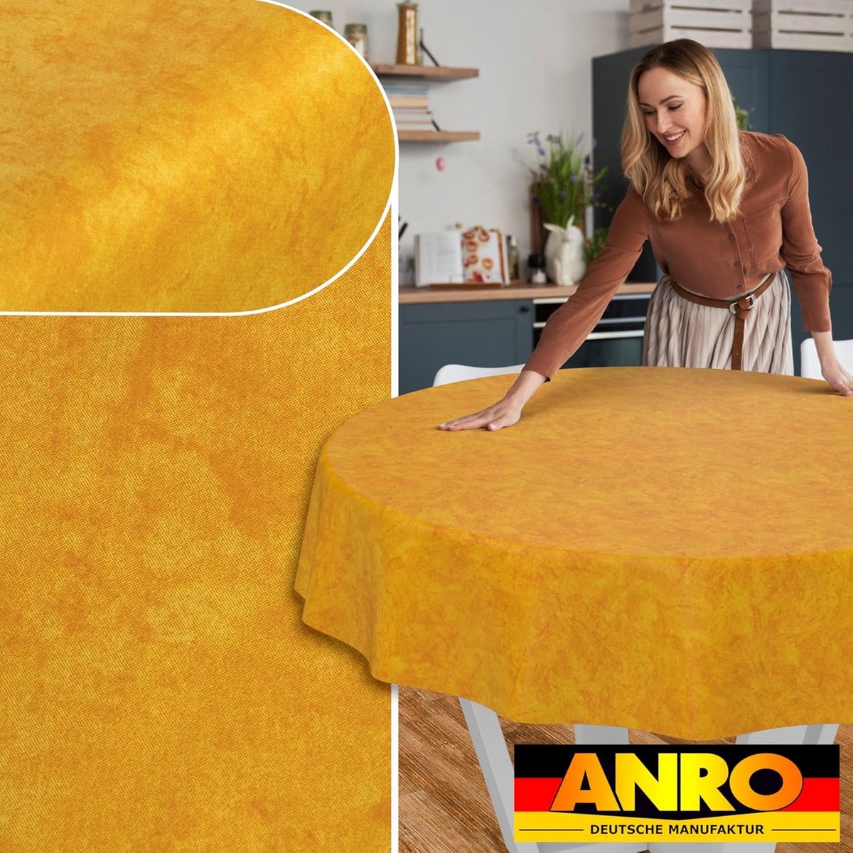 Afwasbaar tafelkleed rond ovaal rechthoekig 120 cm – marmerdesign met snijrand