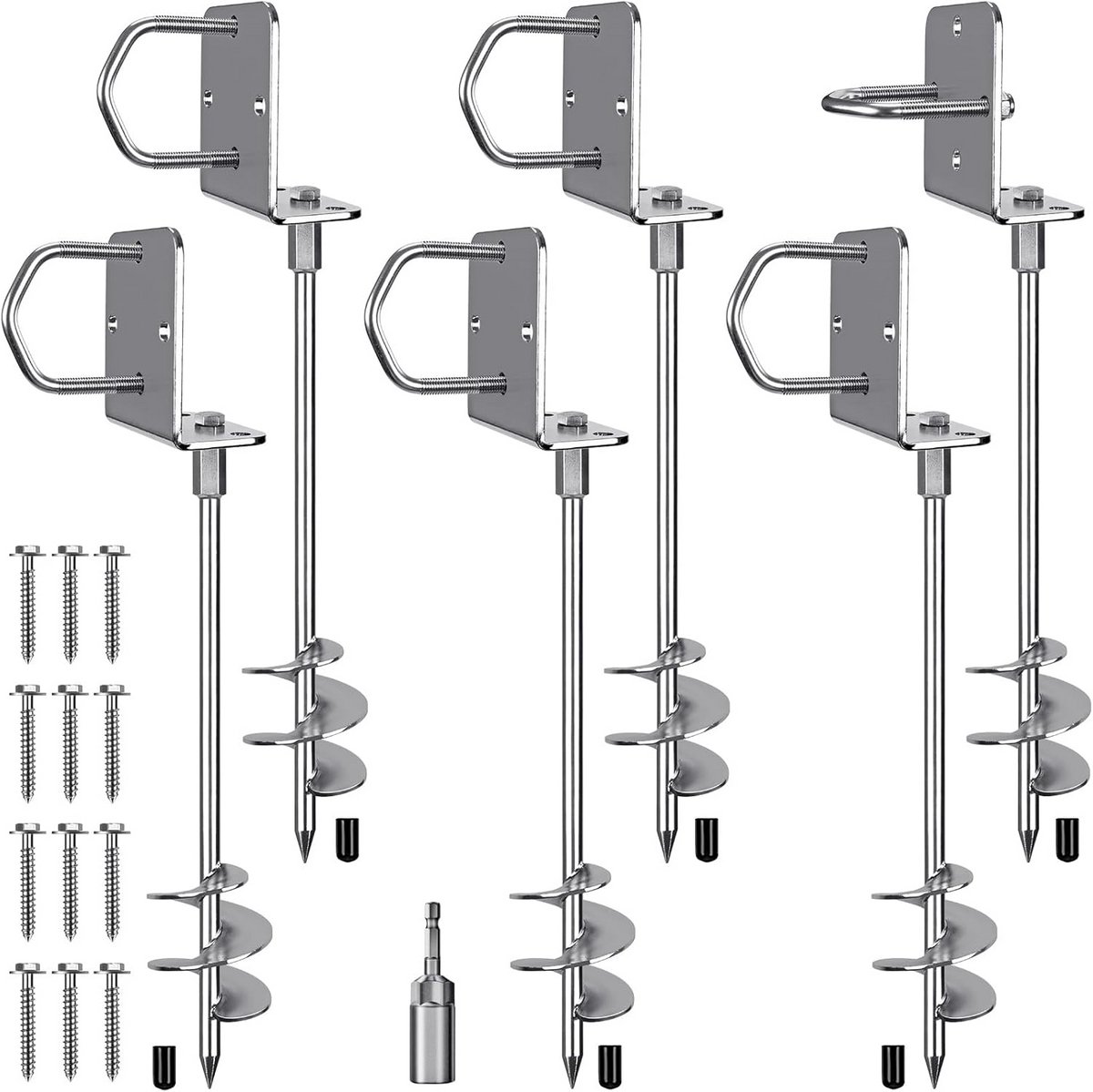 6x Grondankers 61 cm Zwaar Uitgevoerd – Spiraalvormig Aardanker voor Trampoline, Caravan en Schuur