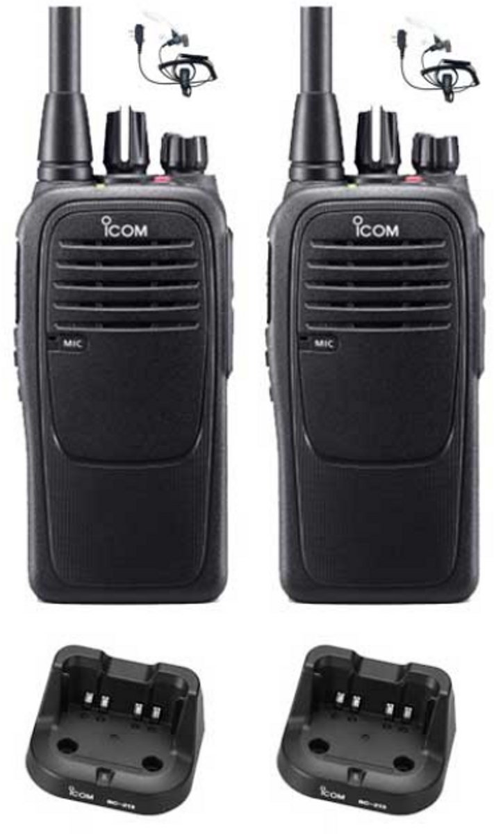 Set van 2 Icom IC-F29SR2 UHF PMR446 IP67 Waterdicht met beveiliging oortje