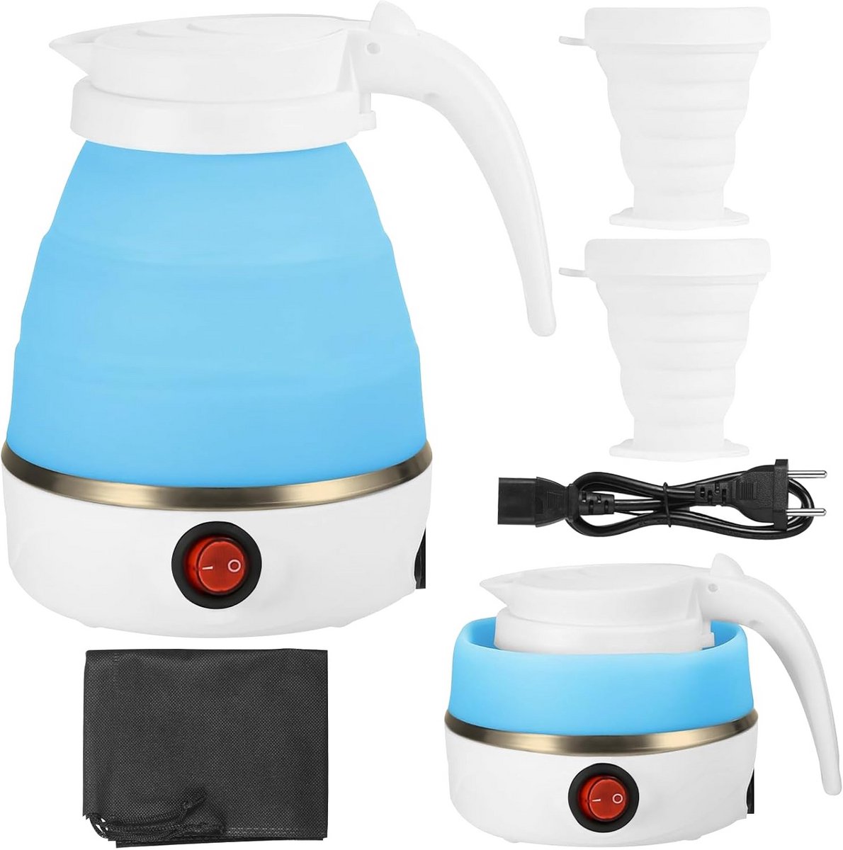 Opvouwbare Mini Waterkoker 600ml - Draagbaar en Elektrisch voor Reizen en Camping