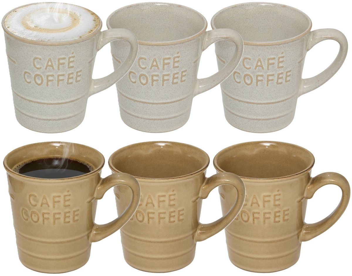 Secret de gourmet Koffiemokken - 6x stuks - 200 ml - kleuren gemixt