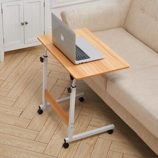In hoogte verstelbare bedtafel met wielen - Roltafel voor laptop, bank en ziekenhuis — afbeelding 4