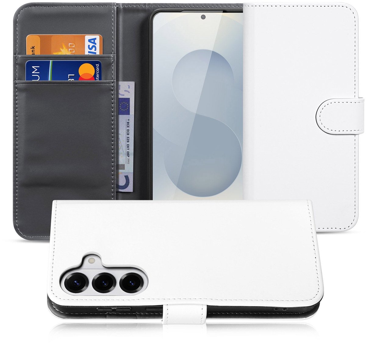 Book Case Telefoonhoesje Samsung Galaxy S26 Wit met Pasjeshouder