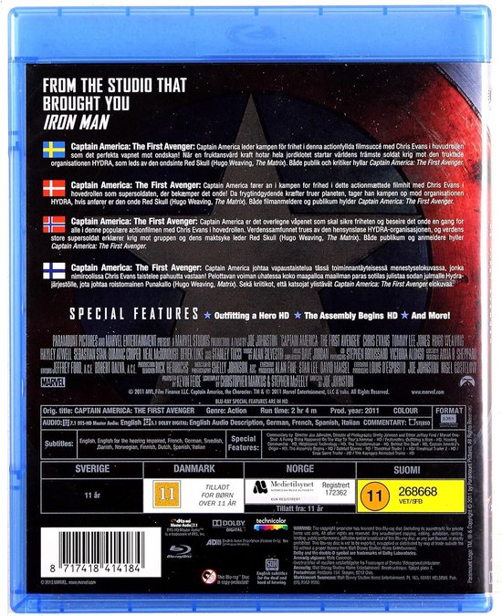 Captain America De Eerste Avenger Blu-ray Film - Marvel Superheld Actie Avontuur — afbeelding 2