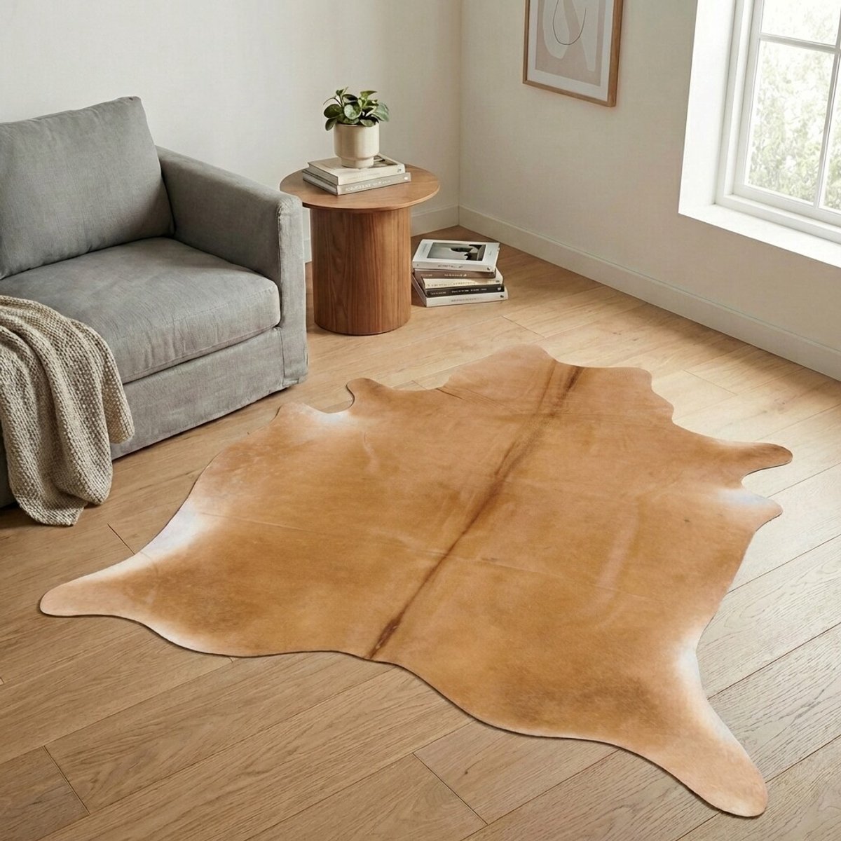 Koeienhuid Vloerkleed - Bruin-wit - 205 x 180 cm - Koeienkleed / Koeienvel / Dierenvel / Dierenhuid / Koehuid Tapijt