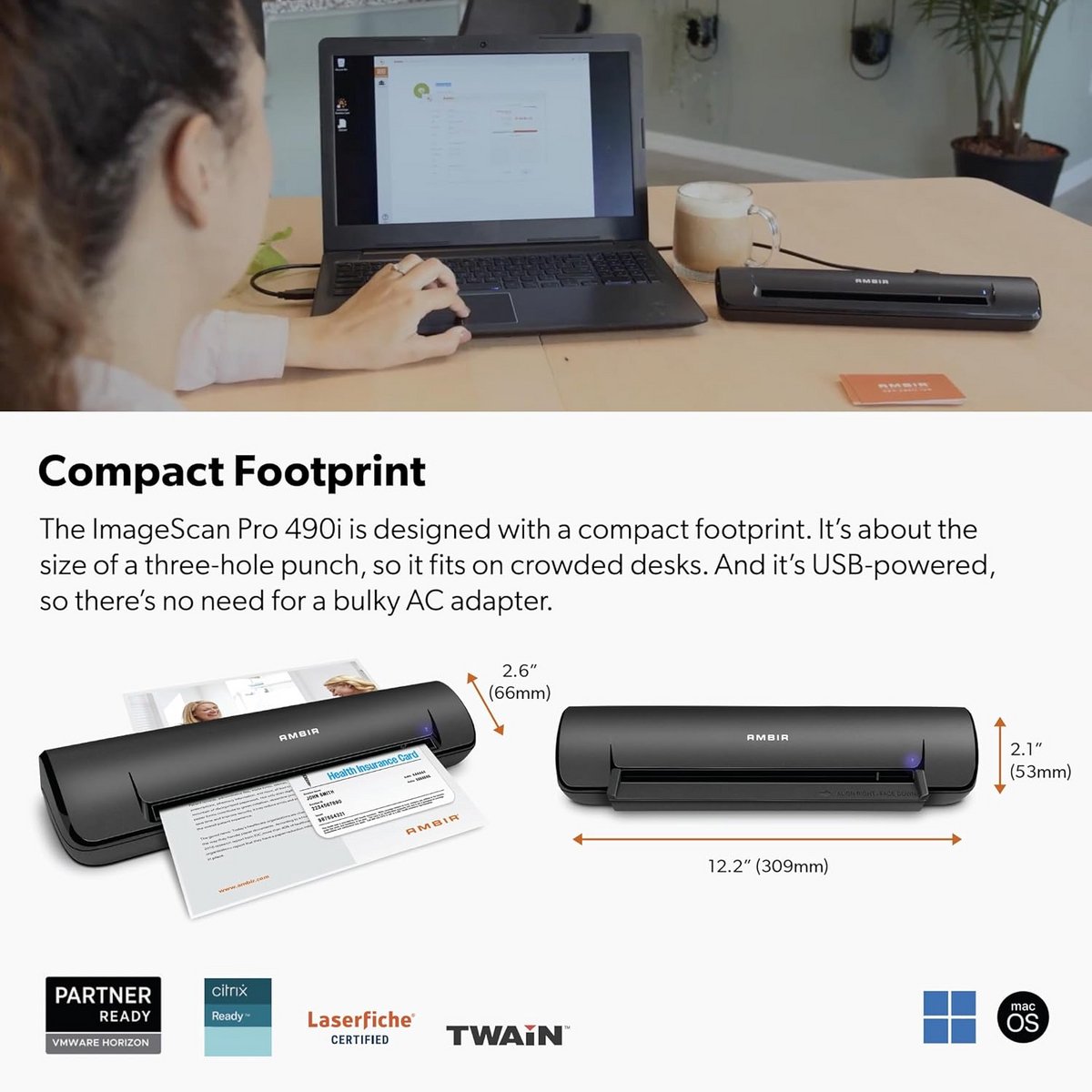 Dubbelzijdige USB-documentenscanner 600 dpi voor paspoorten thumbnail 6