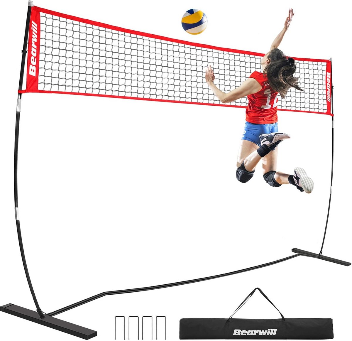 Draagbaar Volleybalnet Hoogte Verstelbaar Vrijstaand Oefennet Binnen Buiten