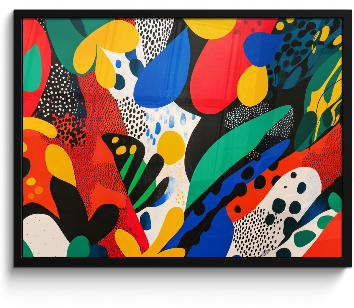 FrameYourWall Poster in lijst - Fotolijst 70x50 cm - Posters - Abstract - Planten - Vormen - Kleurrijk - Posterlijst zwart - Decoratie - Wanddecoratie woonkamer - Muurdecoratie slaapkamer