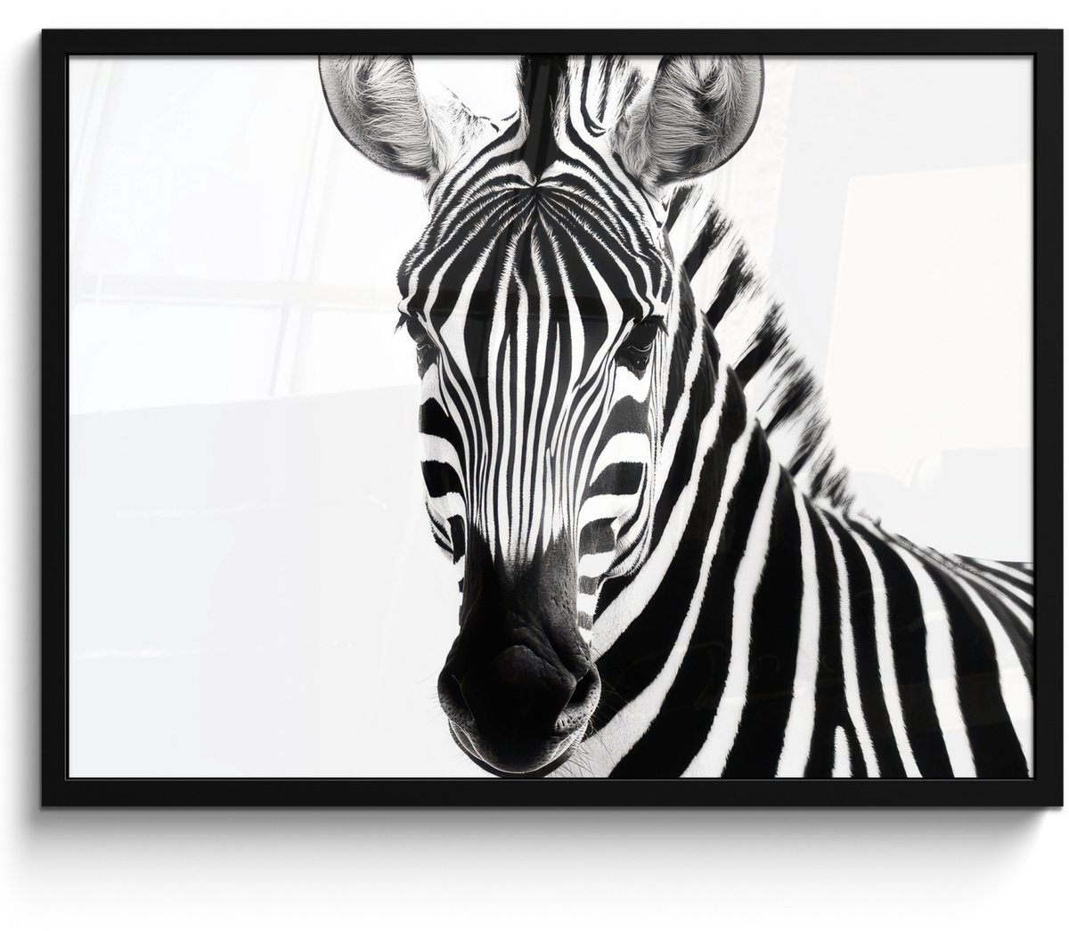FrameYourWall Poster in lijst - Fotolijst 70x50 cm - Posters - Zebra - Close-up - Zwart - Strepen - Posterlijst zwart - Decoratie - Wanddecoratie woonkamer - Muurdecoratie slaapkamer