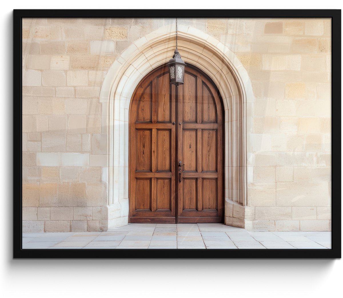 FrameYourWall Poster in lijst - Fotolijst 70x50 cm - Posters - Houten - Deur - Lantaarn - Posterlijst zwart - Decoratie - Wanddecoratie woonkamer - Muurdecoratie slaapkamer Deur - Hout