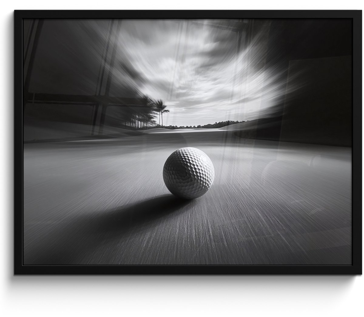 FrameYourWall Poster in lijst - Fotolijst 70x50 cm - Posters - Golfbal - Wazig - Zwart - Posterlijst zwart - Decoratie - Wanddecoratie woonkamer - Muurdecoratie slaapkamer