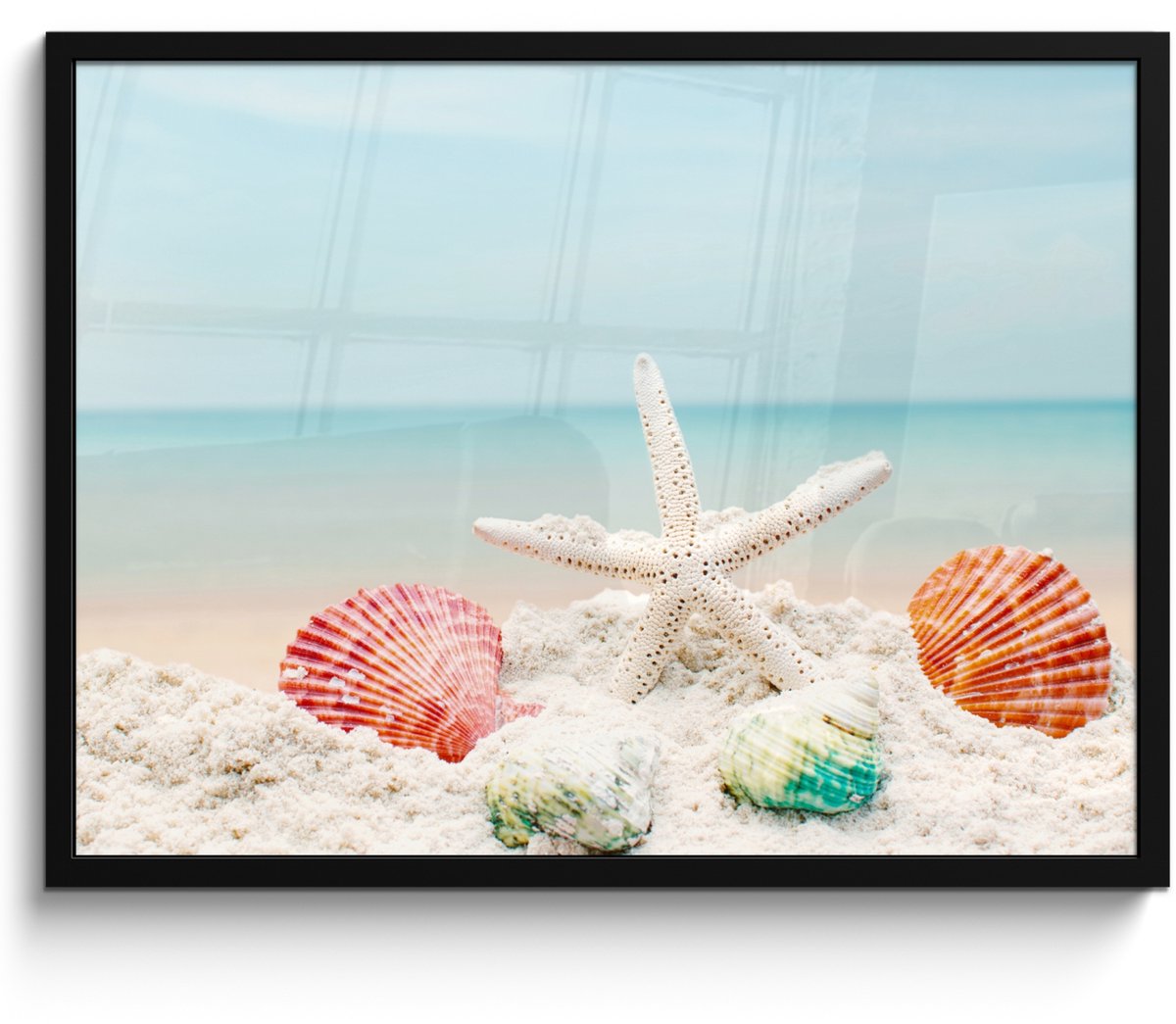 Poster in lijst - Fotolijst 70x50 cm - Posters - Strand - Zeester - Schelpen - Zee - Poste