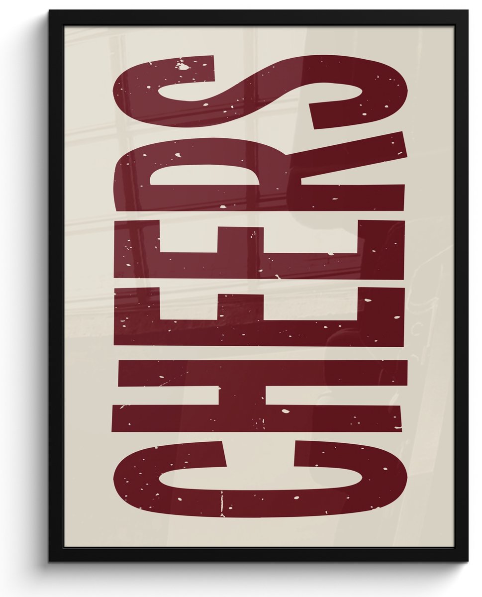 FrameYourWall Fotolijst inclusief poster - Posterlijst 50x70 cm - Posters - Red - Cheers - Decoratie - Beige - Foto in lijst - Keuken decoratie muur - Wanddecoratie accessoires - Muurdecoratie - Schilderijen