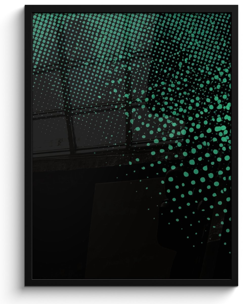 FrameYourWall Poster in lijst - Fotolijst 50x70 cm - Posters - Gaming - Stippen - Groen - Vervagen - Posterlijst zwart - Decoratie - Wanddecoratie woonkamer - Muurdecoratie slaapkamer