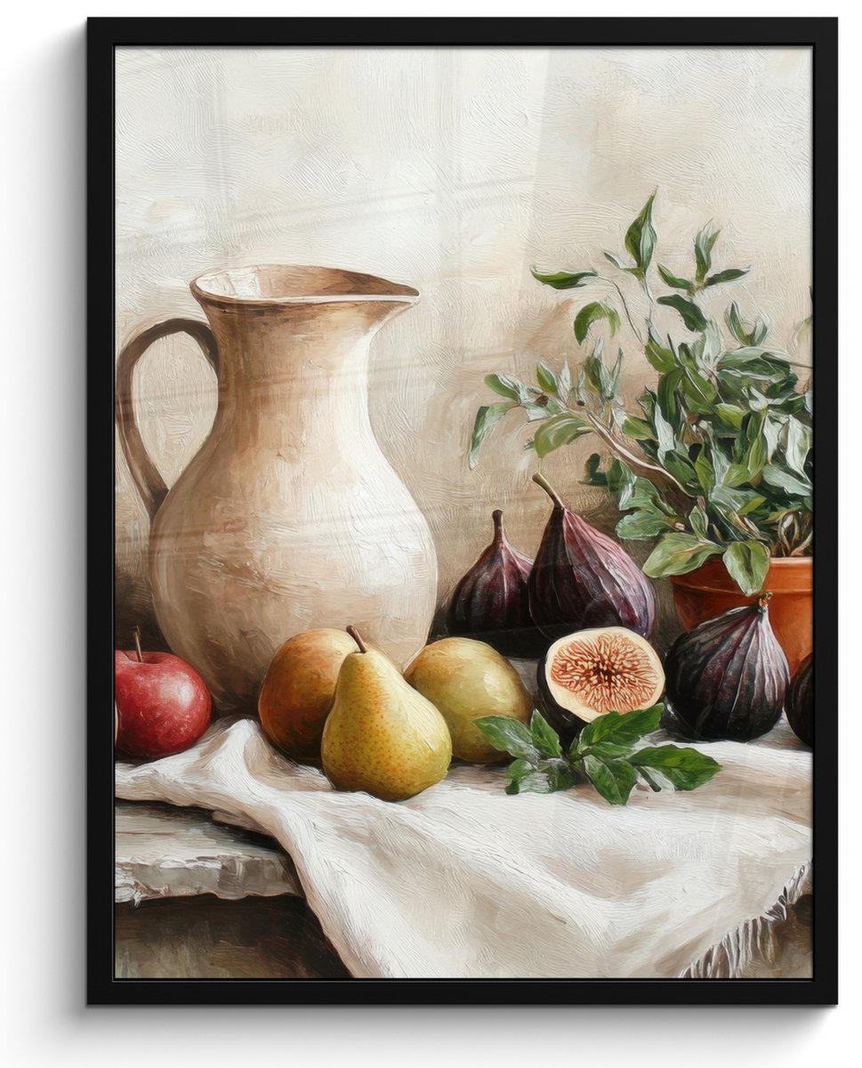 FrameYourWall Poster in lijst - Fotolijst 50x70 cm - Posters - Fruit - Kruiden - Landelijk - Posterlijst zwart - Decoratie - Wanddecoratie woonkamer - Muurdecoratie slaapkamer kruiden - Stilleven