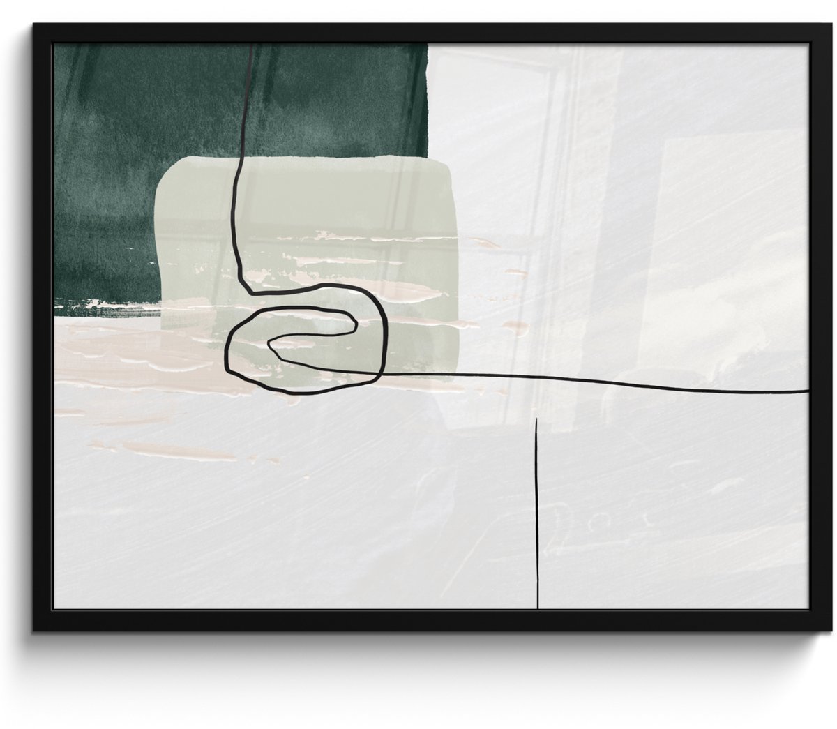 Poster in lijst - Fotolijst 70x50 cm - Posters - Abstract - Kunst - Groen - Wit - Verf - P