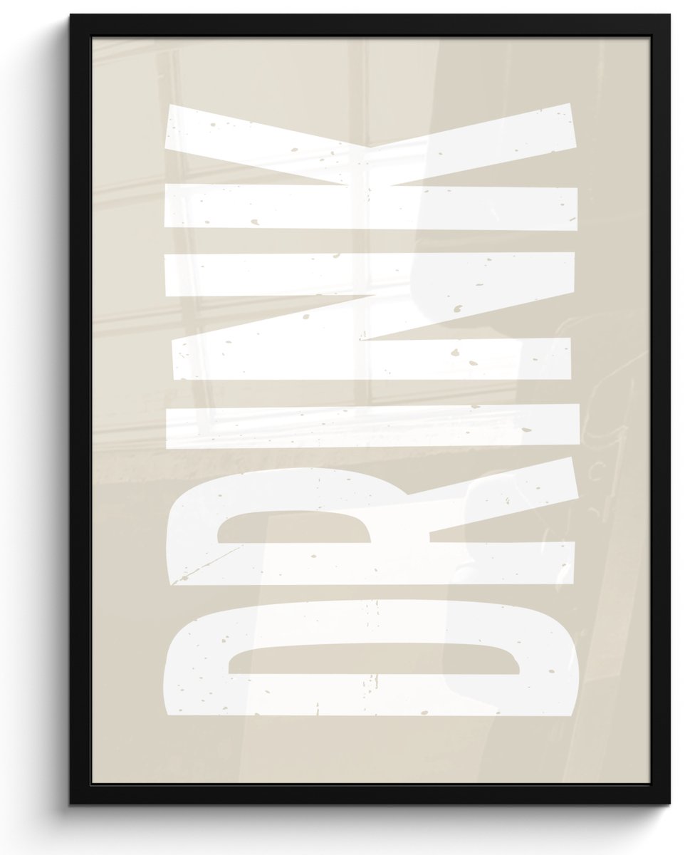 FrameYourWall Fotolijst inclusief poster - Posterlijst 50x70 cm - Posters - Japandi - Vintage - Japandi - Wit - Foto in lijst - Keuken decoratie muur - Wanddecoratie accessoires - Muurdecoratie - Schilderijen Drink