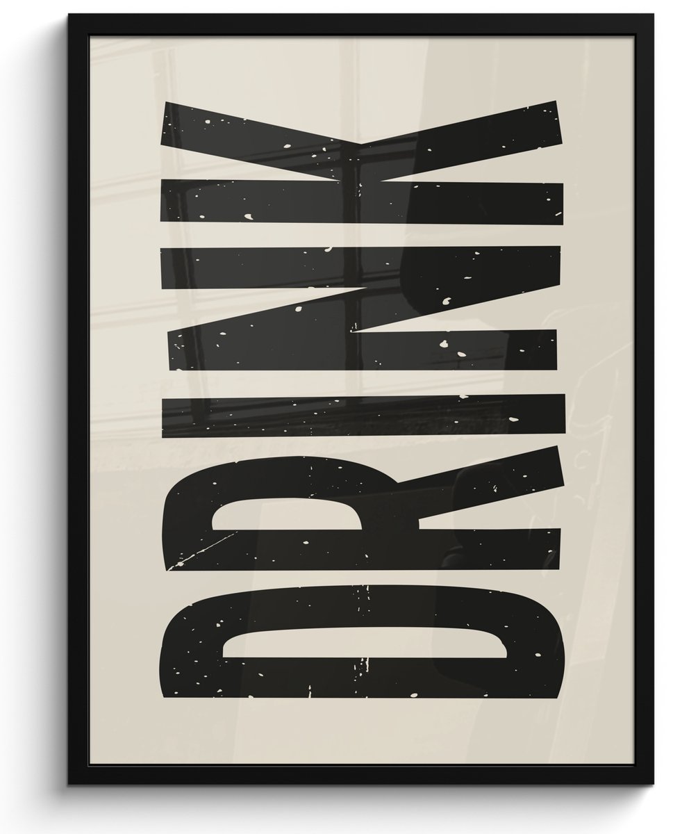 FrameYourWall Fotolijst inclusief poster - Posterlijst 50x70 cm - Posters - Vintage - Zwart - Decoratie - Japandi - Foto in lijst - Keuken decoratie muur - Wanddecoratie accessoires - Muurdecoratie - Schilderijen Drink