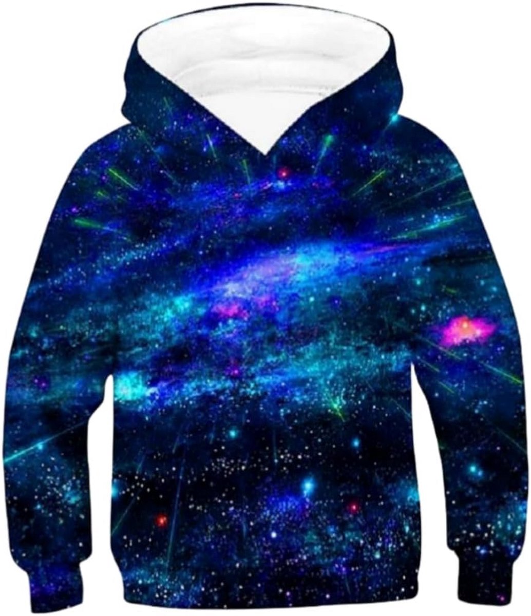 Kinder Hoodie met Opdruk: Schattige Katjes en Ruimteprint voor Jongens en Meisjes
