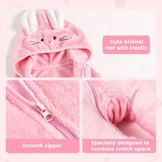 Warm Fleece Snowsuit voor Baby Jongen en Meisje - Winterpak met Capuchon en Voetjes — afbeelding 2