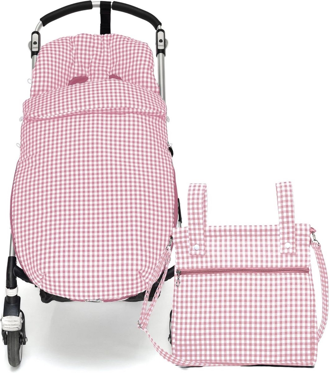Universele Voetenzak en Verschoon-/Broodtrommeltas voor Kinderwagen - Klassiek Geruit
