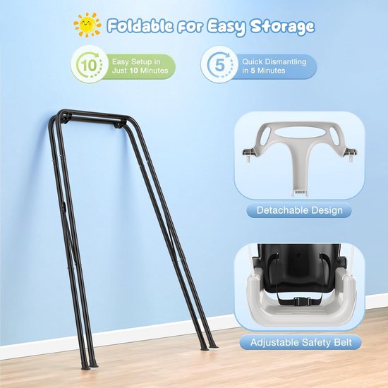 Veilige 2-in-1 Babyschommel met Metalen Standaard voor Binnen en Buiten — afbeelding 5