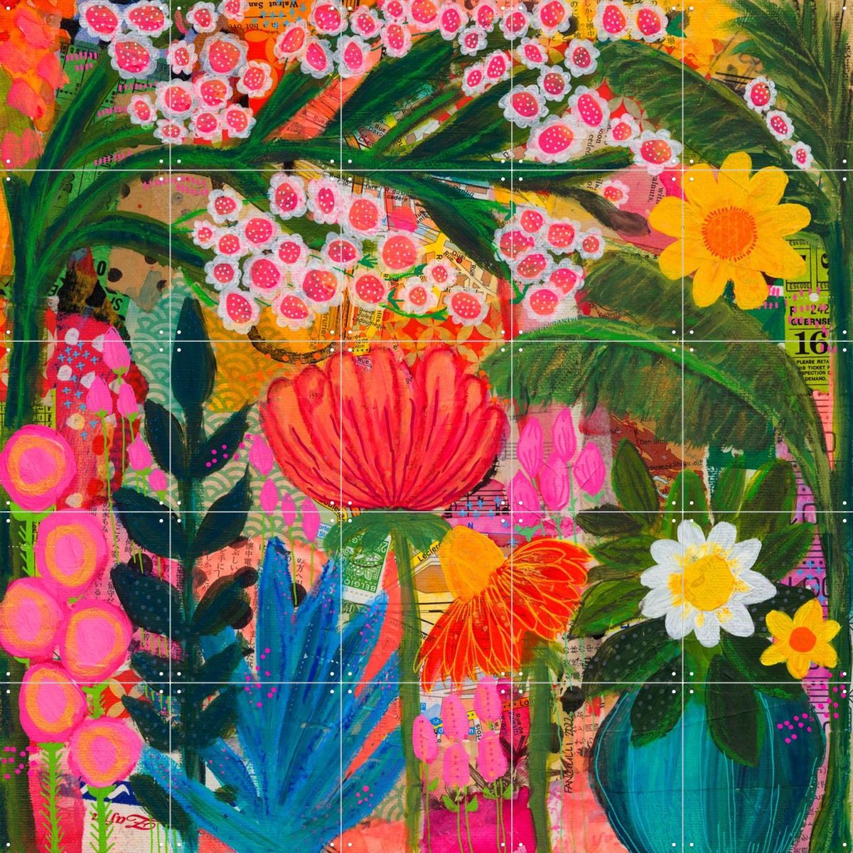 IXXI Lucy, Yvette Fanciulli - 100 x 100 cm - Gratis ophangtool - Grote wanddecoratie en posters - Collage, Gemengde Technieken, Kleurrijk, Speels